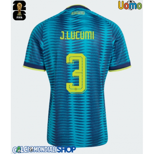 Maglie da calcio Colombia Jhon Lucumi #3 Seconda Maglia Mondiali 2026  Manica Corta